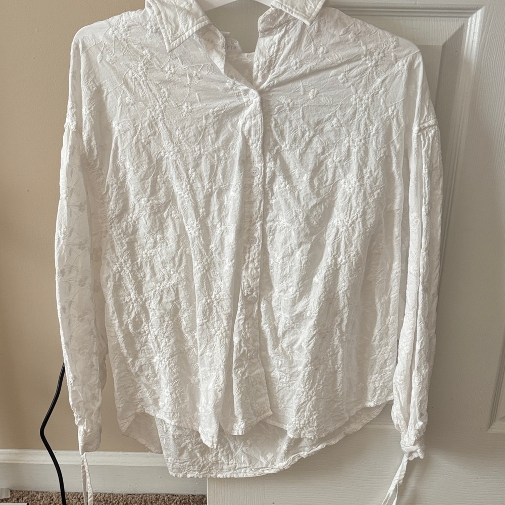 Red Dress Boutique Textured White Button Down Shirt